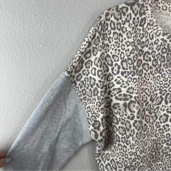Rails Alice Mixed Grey Cheetah Print Cotton Blend Crewneck Sweatshirt Pullover - Picture 8 of 14